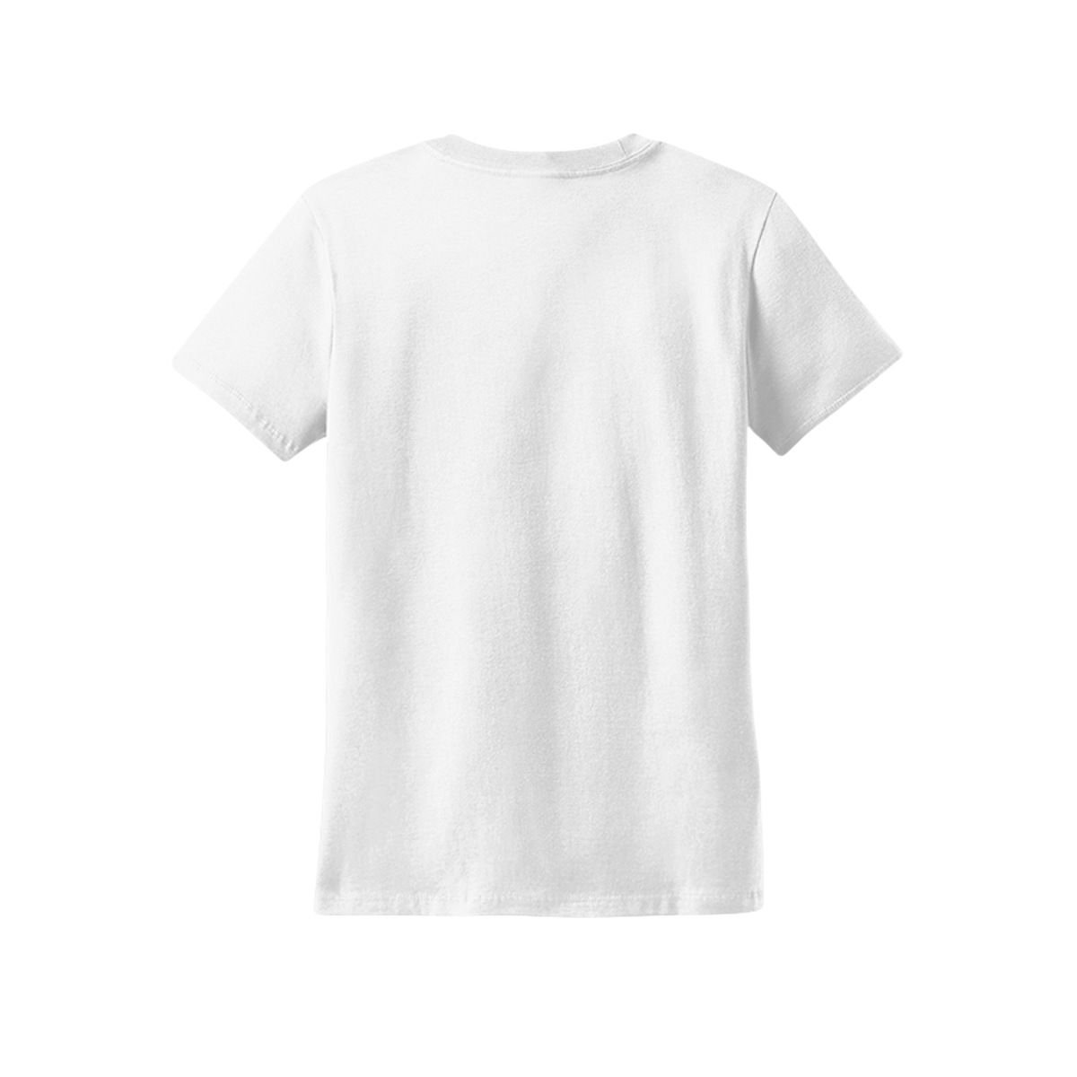 A plain white short-sleeve crewneck t-shirt shown from the back, photographed against a seamless white background.