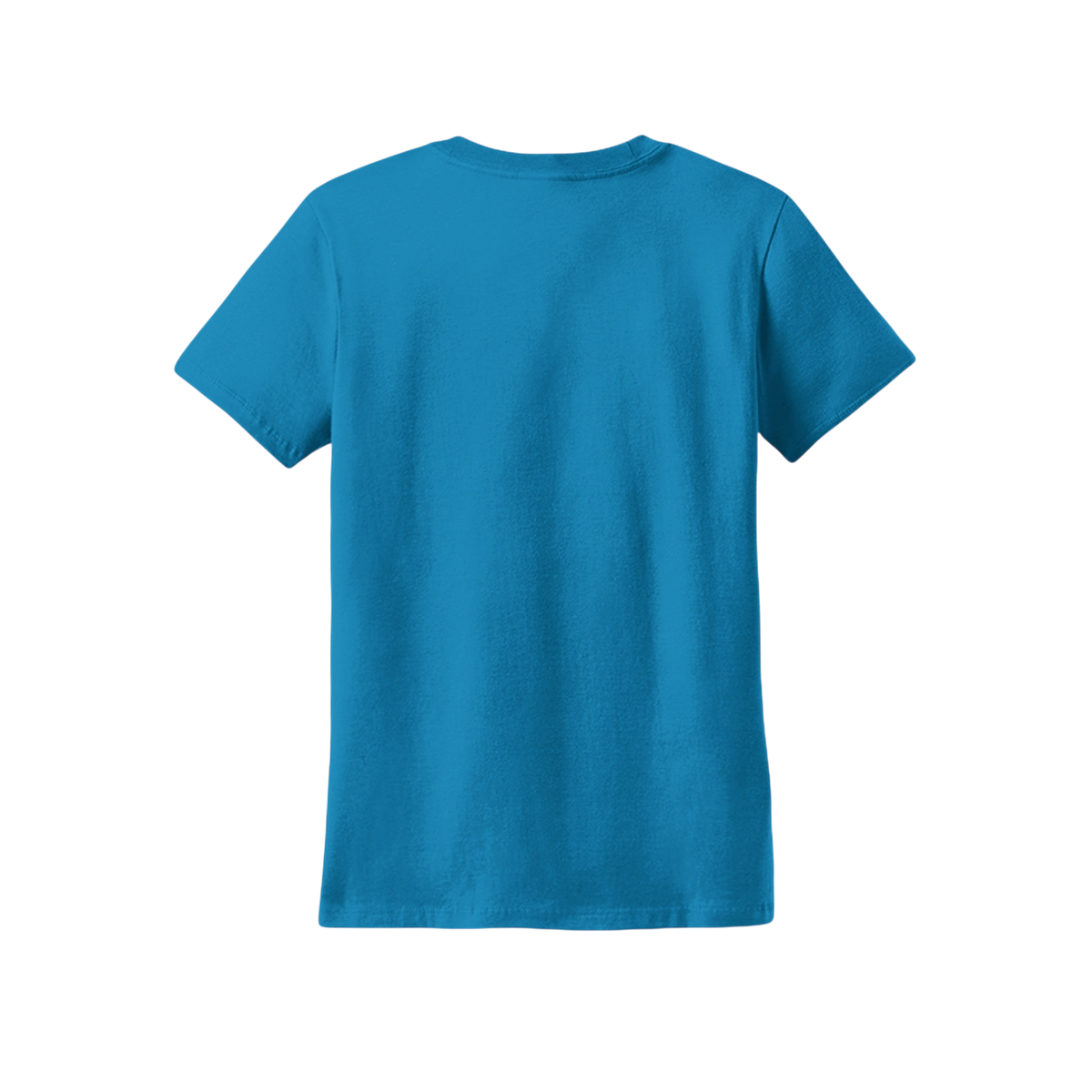 A solid teal blue short-sleeve crewneck t-shirt shown from the back, isolated on a solid white background.