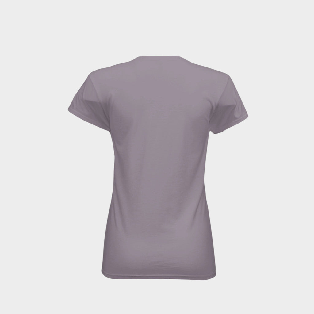 A short-sleeve crewneck t-shirt in heather gray, shown from the back on a solid white background.