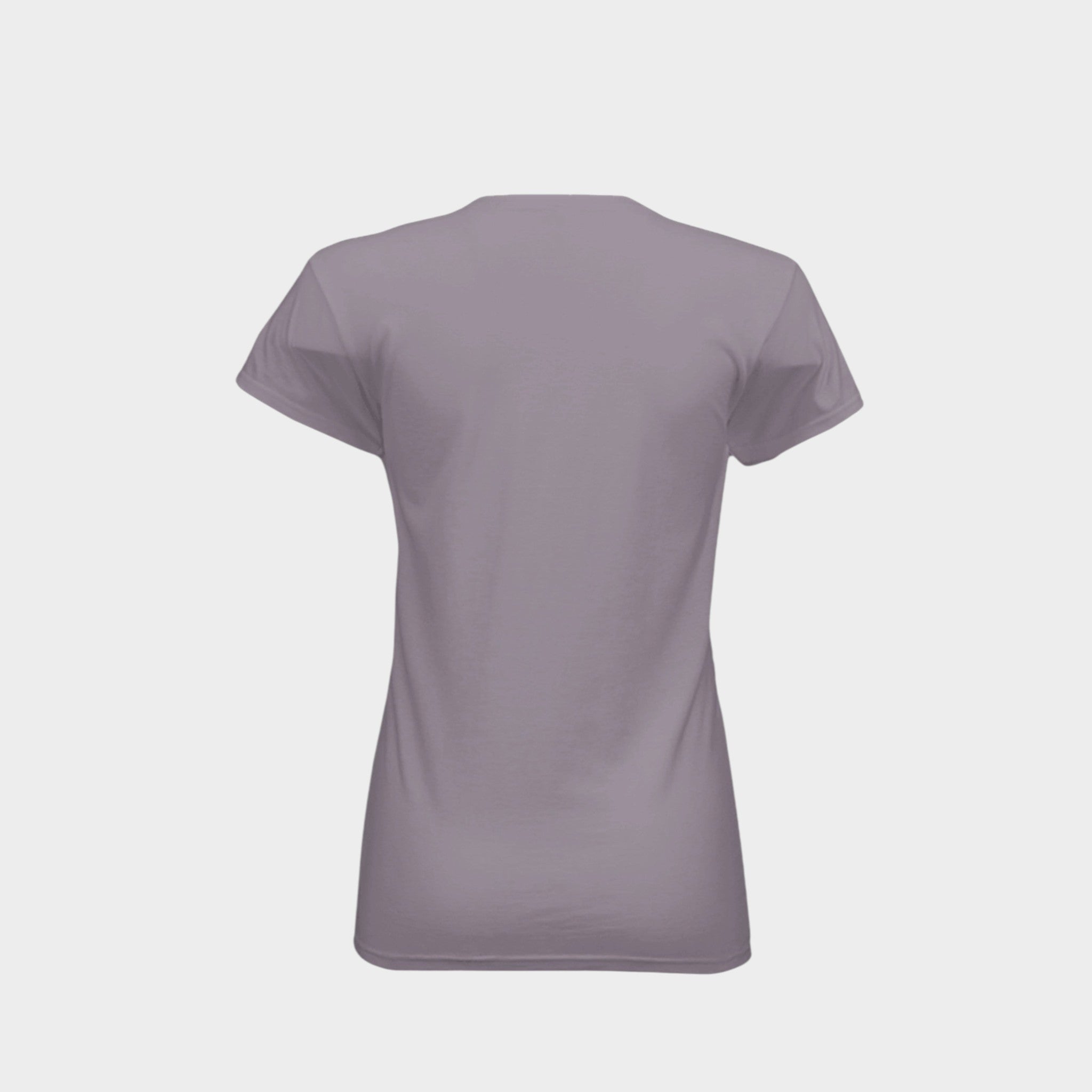 A short-sleeve crewneck t-shirt in heather gray, shown from the back on a solid white background.