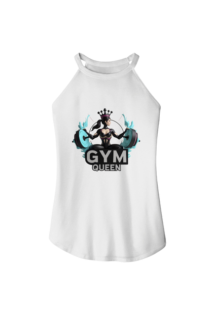 White tank top with 'Gym Queen' graphic design on a white background
