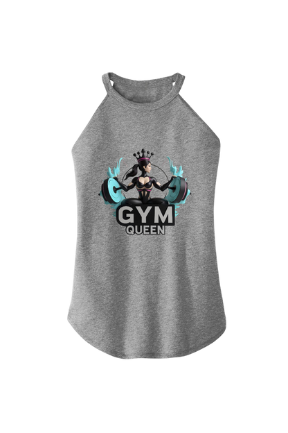 Gray tank top with 'Gym Queen' graphic design on a white background