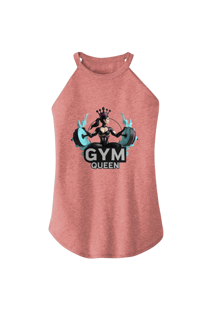 Red tank top with 'Gym Queen' graphic design on a white background