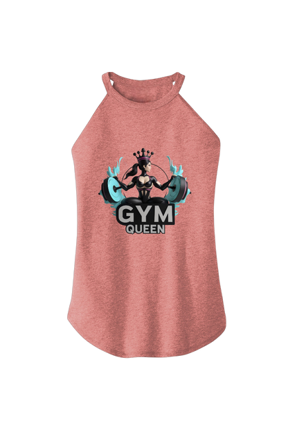 Red tank top with 'Gym Queen' graphic design on a white background