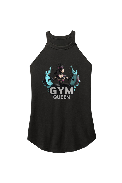 Black tank top with 'Gym Queen' graphic design on a white background