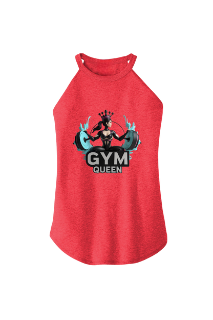 Red tank top with 'Gym Queen' graphic design on a white background