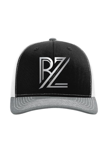 Black and gray cap with 'BZ' logo on a white background
