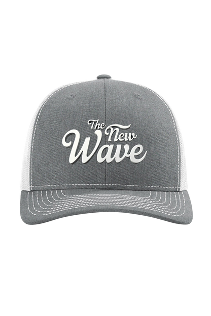 Gray cap with 'The New Wave' text on a white background