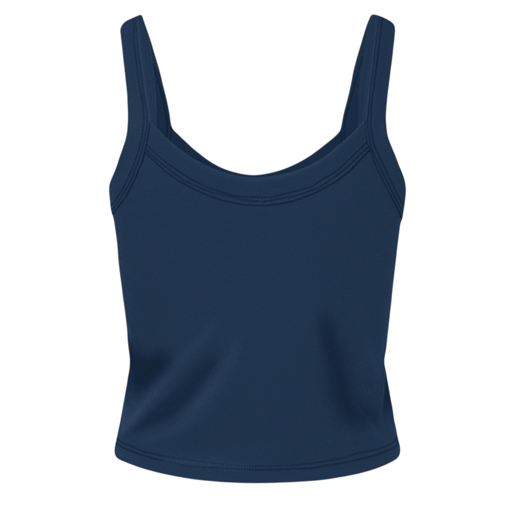 Navy blue tank top on a white background