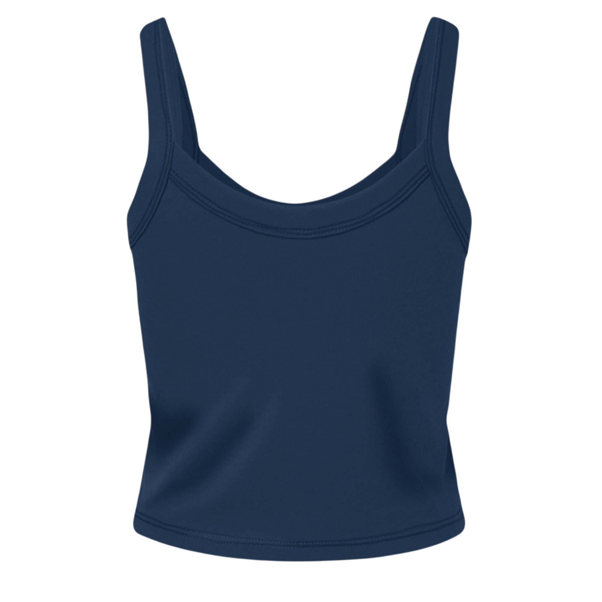 Navy blue tank top on a white background