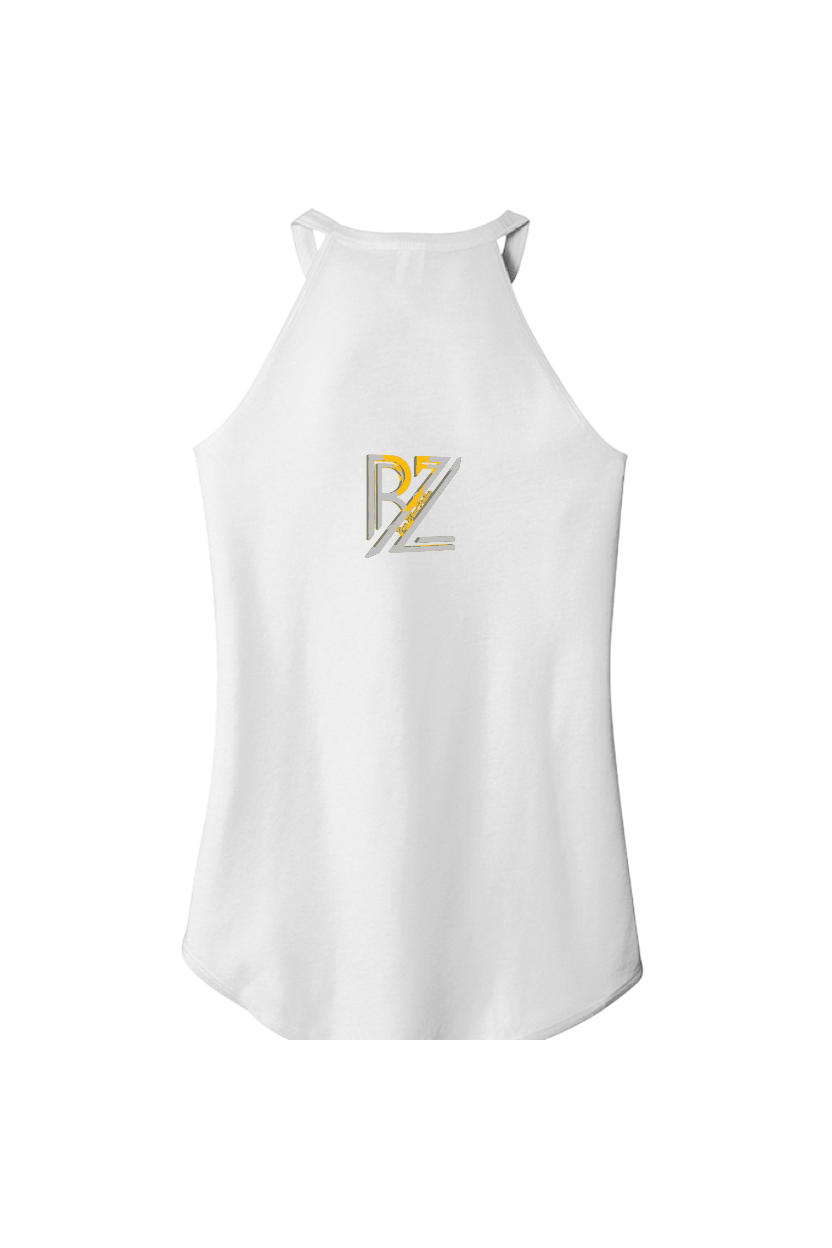 White tank top with a logo on a white background