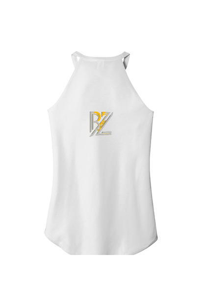 White tank top with a logo on a white background
