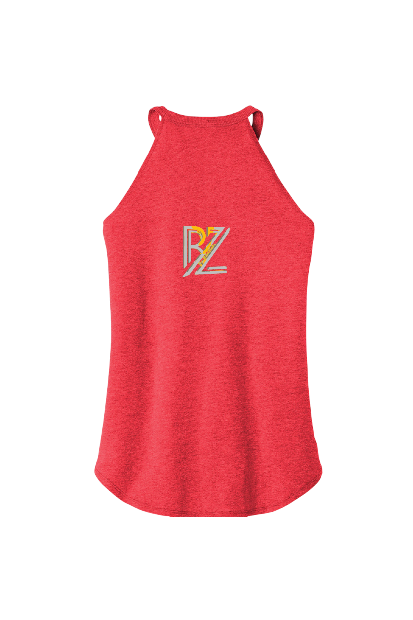 Red tank top with a logo on a white background