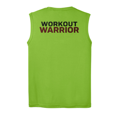 Lime Green sleeveless shirt with 'WORKOUT WARRIOR' text on a white background