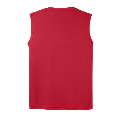 Red sleeveless shirt on a white background
