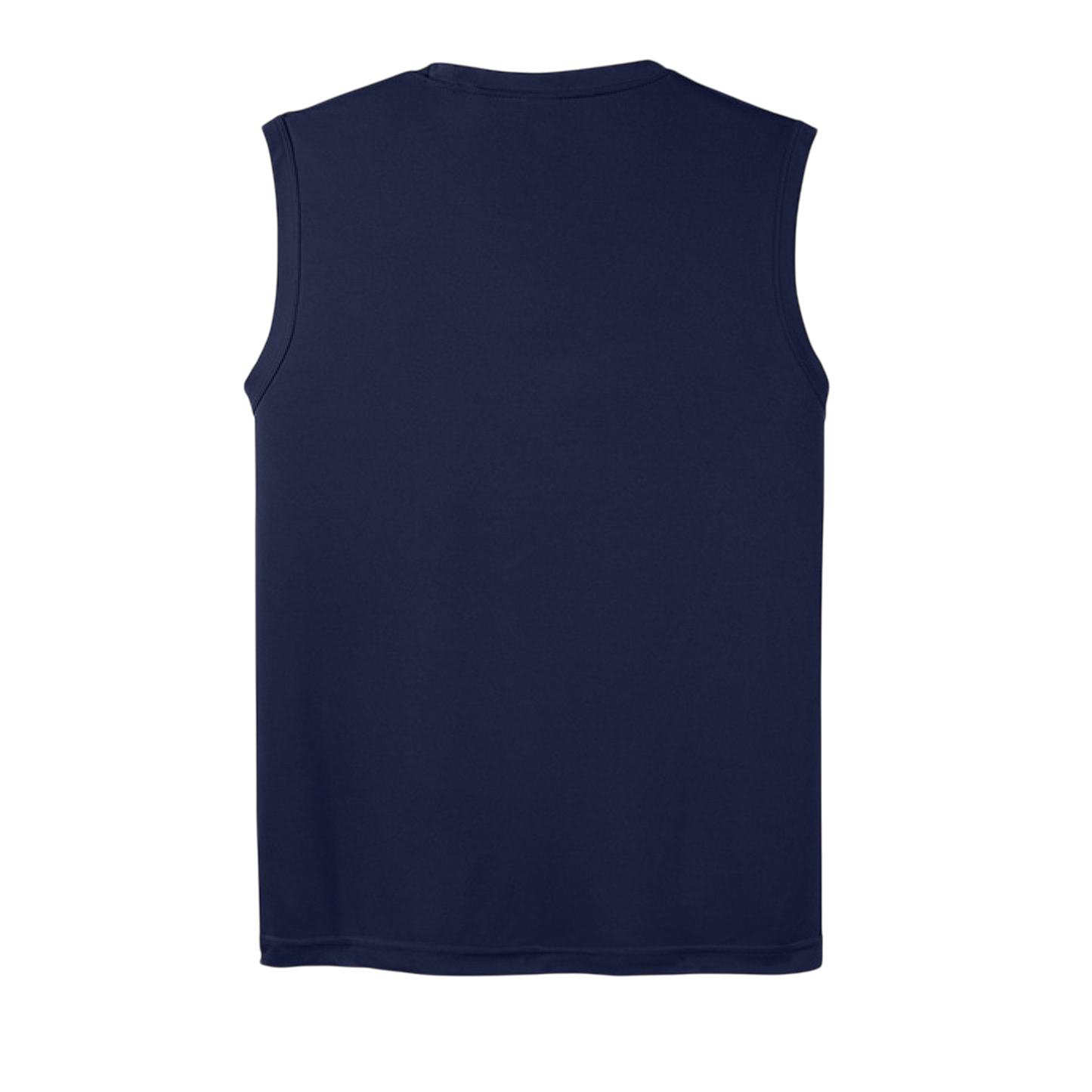Navy blue sleeveless shirt on a white background