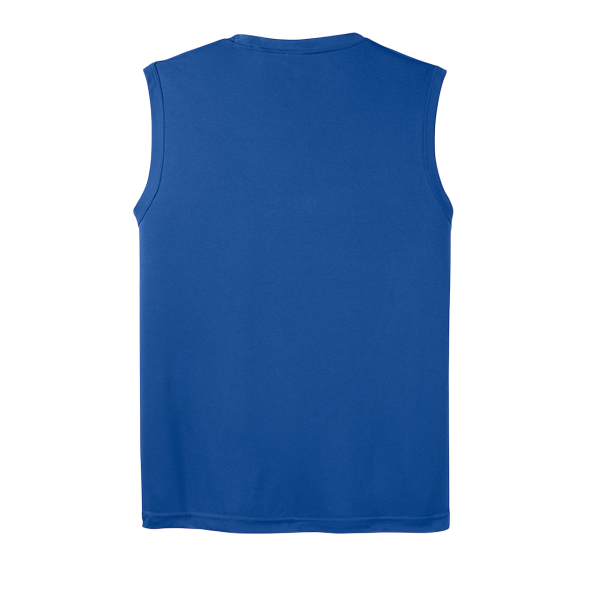 Blue sleeveless shirt on a white background