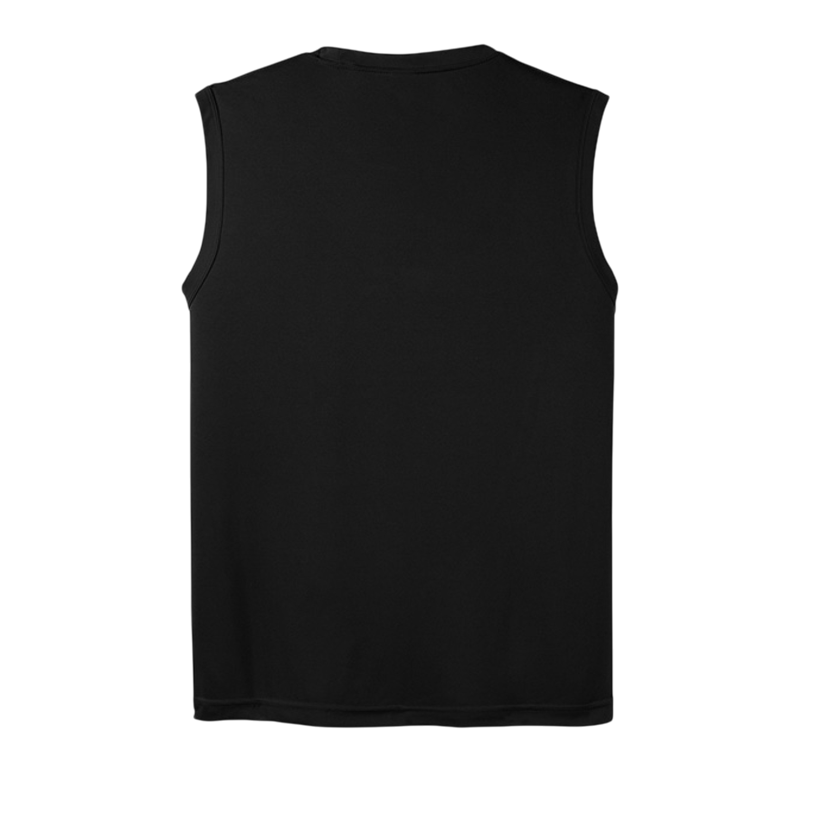 Black sleeveless shirt on a white background