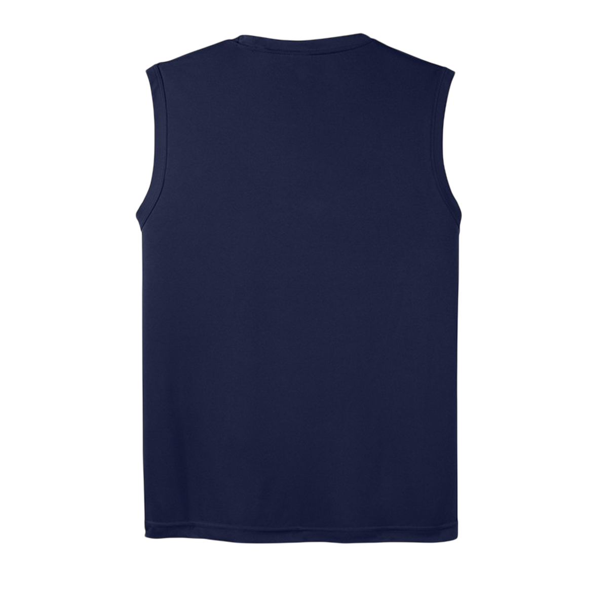 Navy blue sleeveless shirt on a white background
