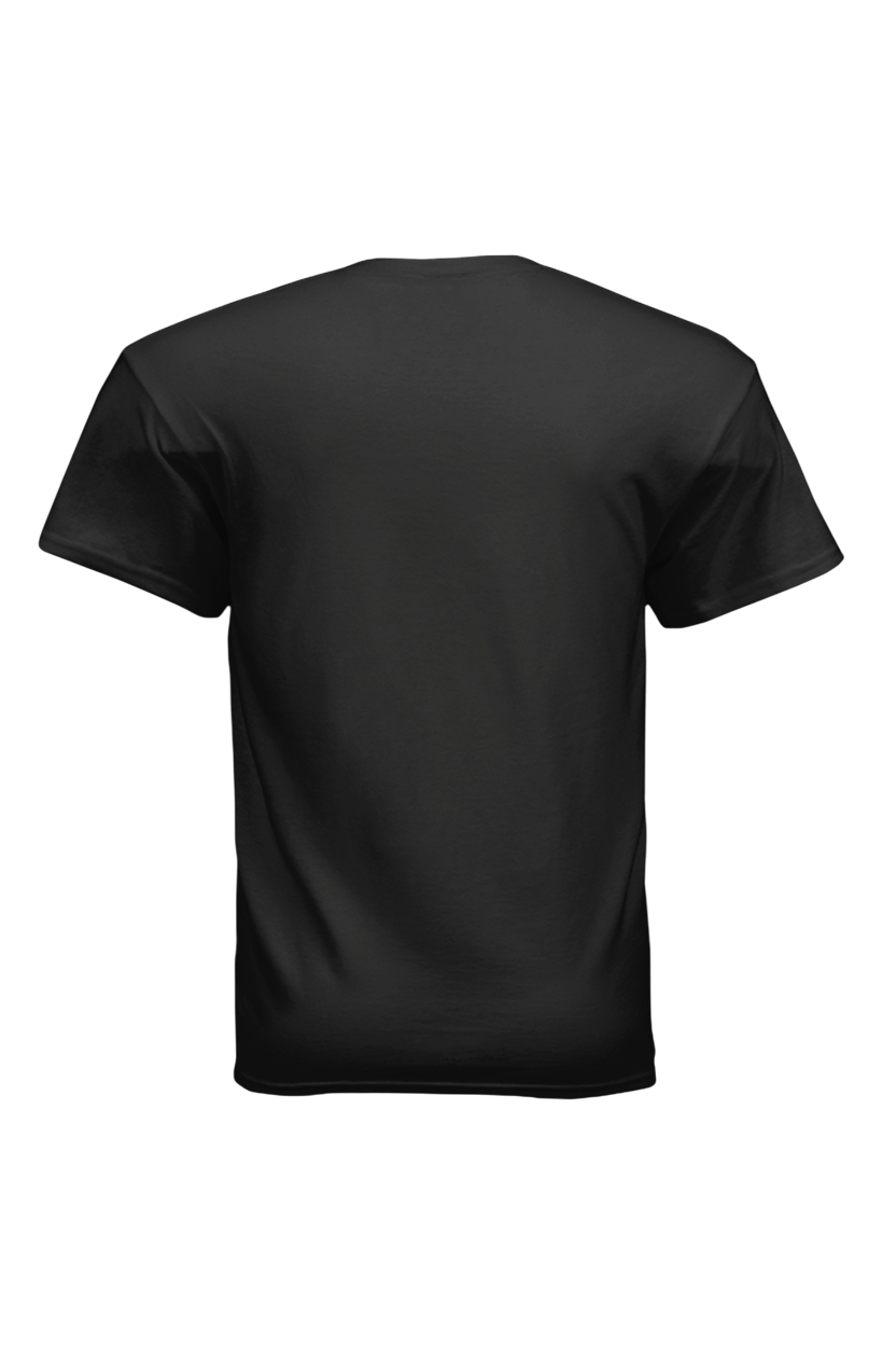 Black t-shirt on a white background