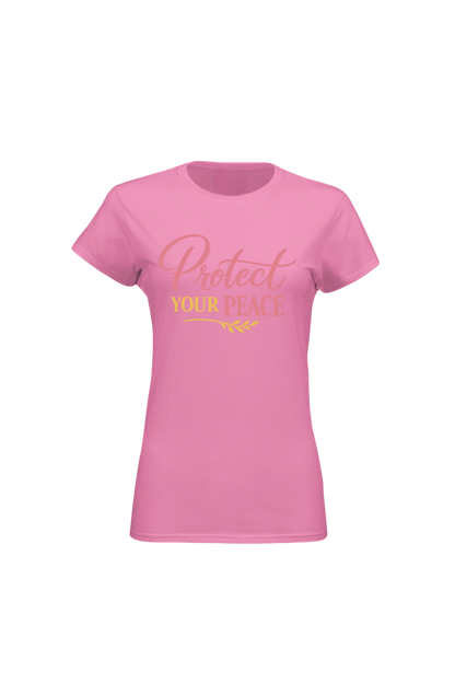 Pink t-shirt with 'Protect Your Planet' text on a white background