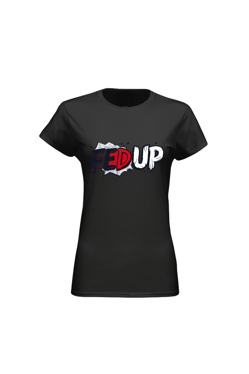 Black t-shirt with 'EDUP' logo on a white background
