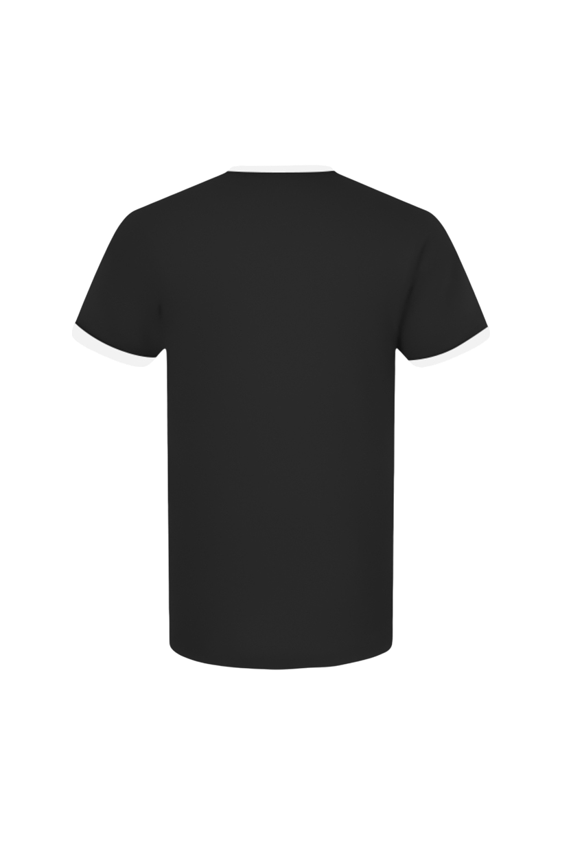 Black t-shirt on a white background