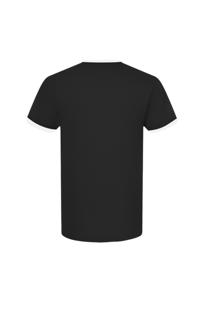 Black t-shirt on a white background