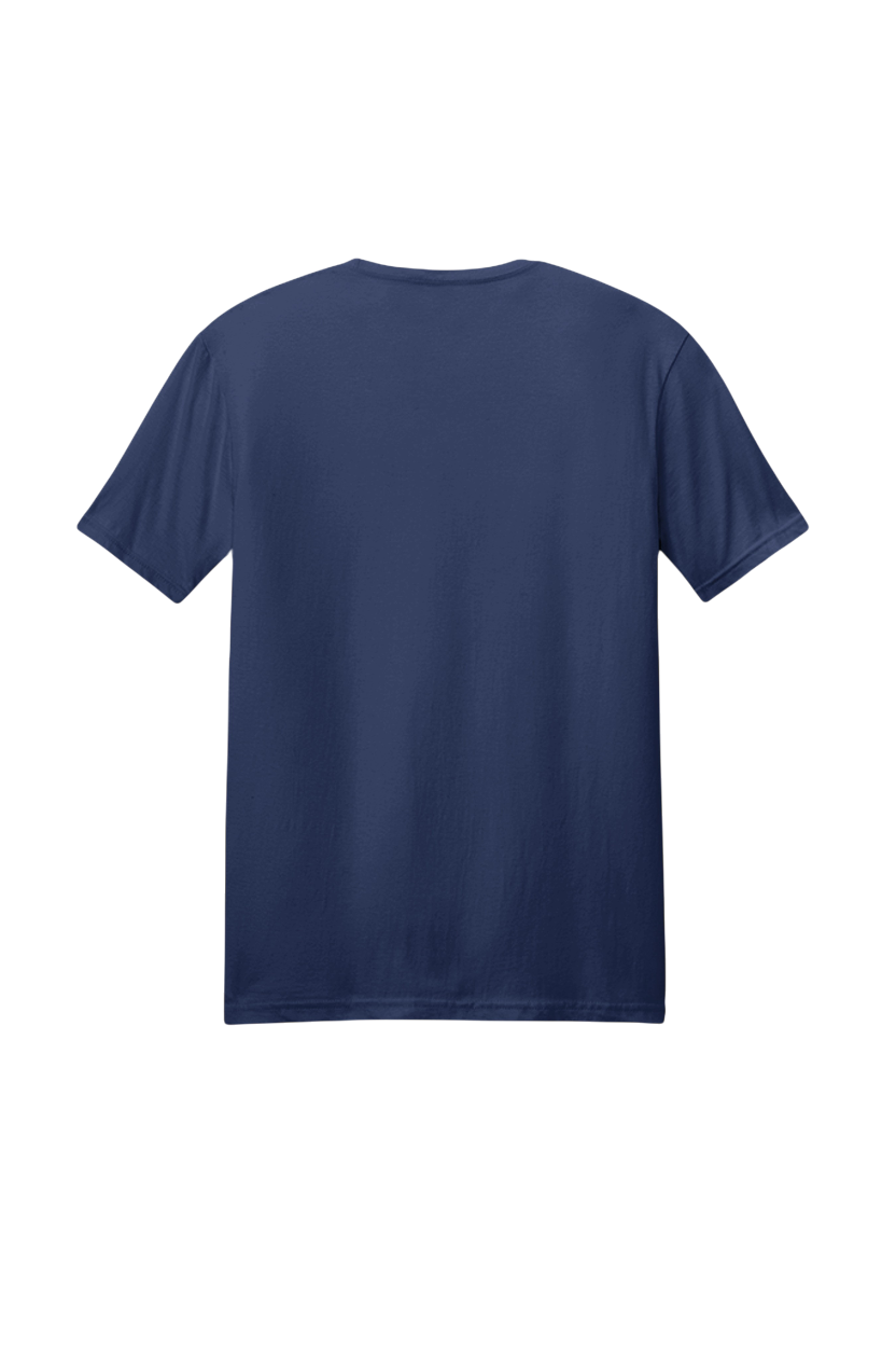Navy blue t-shirt on a white background