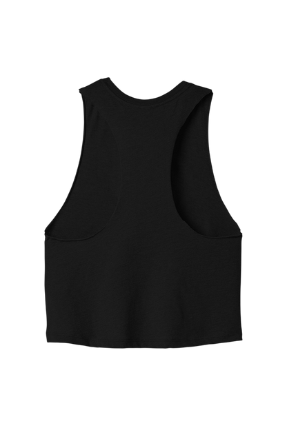 Black sleeveless top on a white background