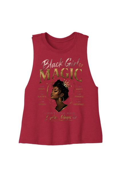Red tank top with 'Black Girl Magic' text and graphic of a woman on a white background