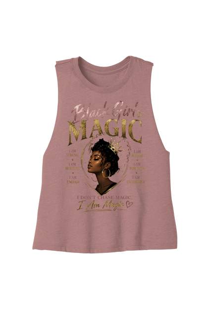 Pink tank top with 'Black Girl Magic' text and graphic on a white background