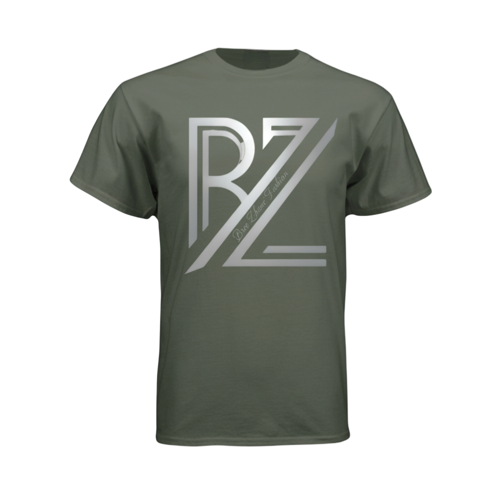 Green t-shirt with a logo on a white background