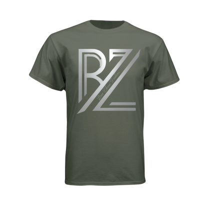Green t-shirt with a logo on a white background