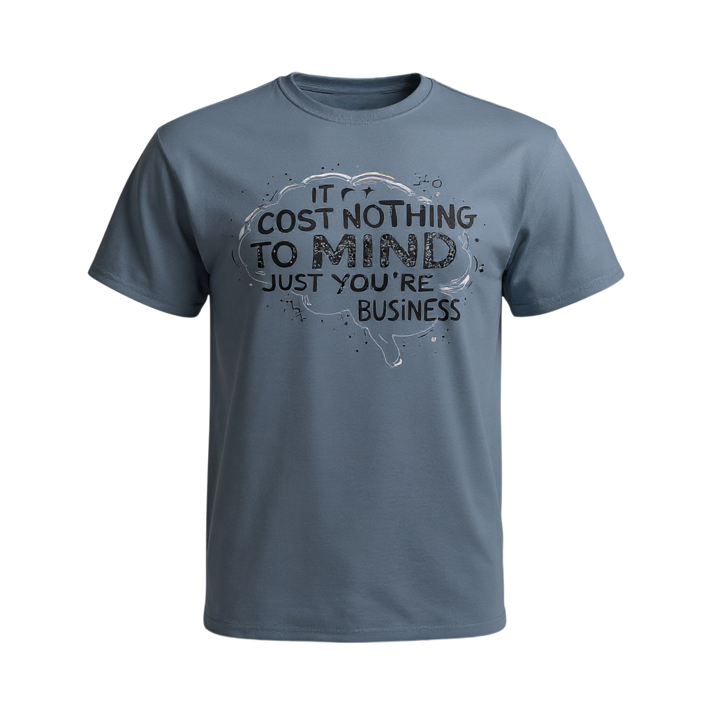 Gray t-shirt with motivational quote graphic on a white background