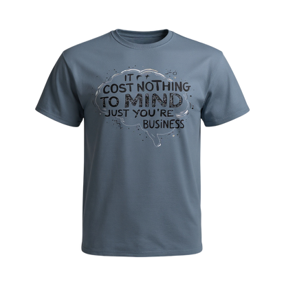 Gray t-shirt with motivational quote graphic on a white background