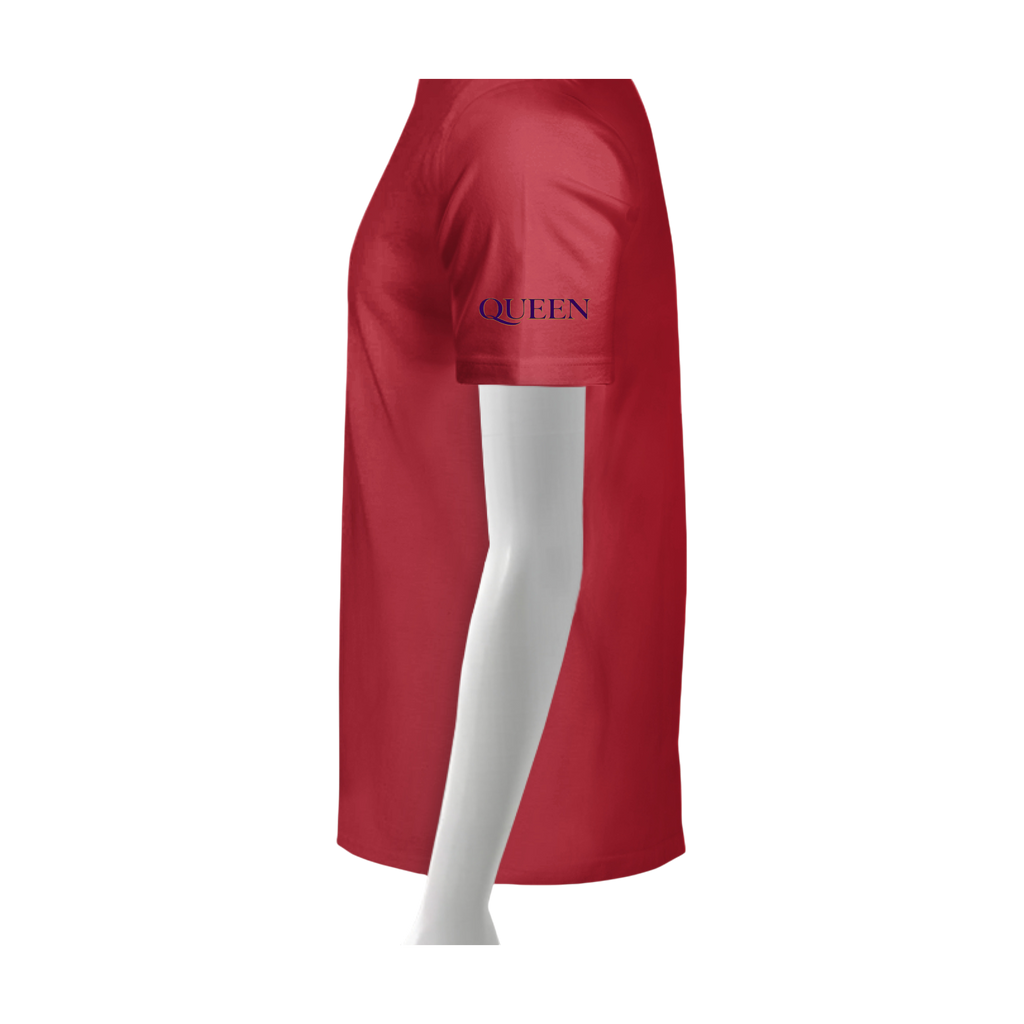 Red cape with 'QUEEN' text on a white background