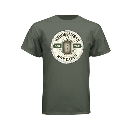 Green t-shirt with a graphic design on a white background