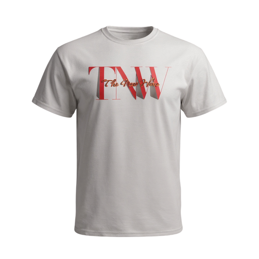 Gray t-shirt with 'TNW' logo on a white background