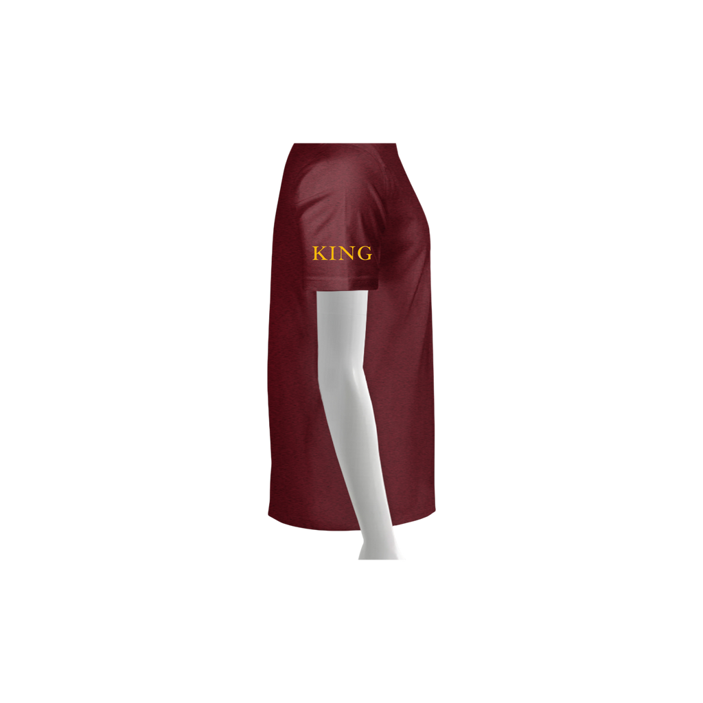Antique Cherry Red T Shirt with 'KING' text on right sleeve 