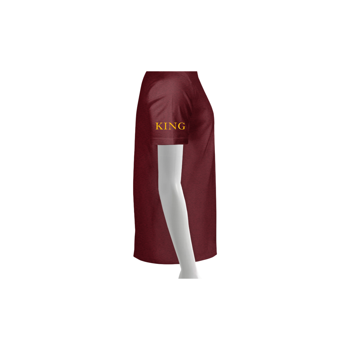 Antique Cherry Red T Shirt with 'KING' text on right sleeve 