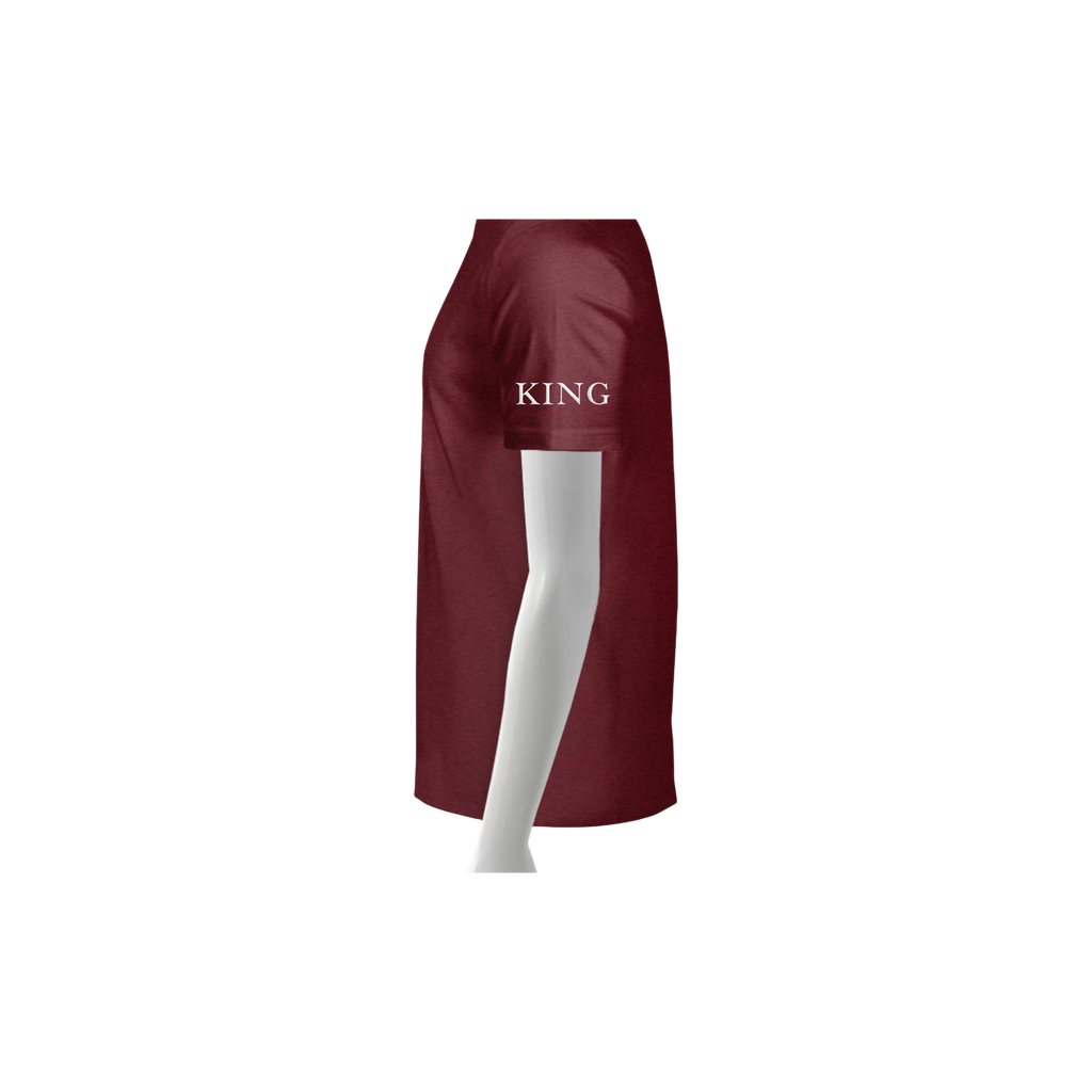 Antique Cherry Red T Shirt with 'KING' text on left sleeve