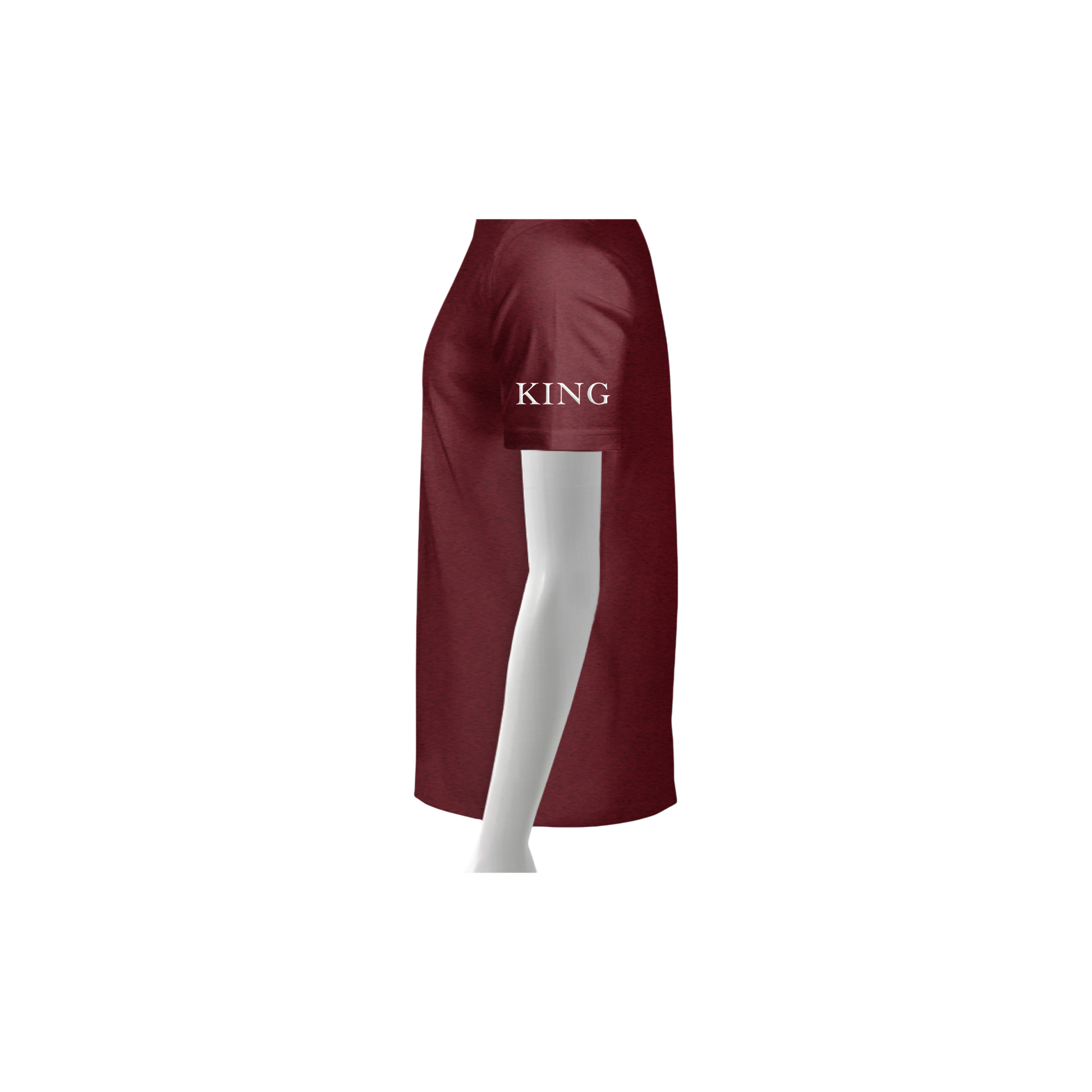 Antique Cherry Red T Shirt with 'KING' text on left sleeve