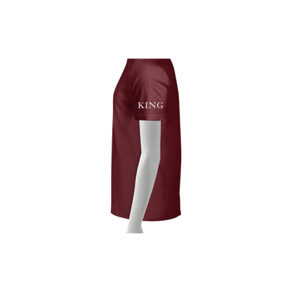 Antique Cherry Red T Shirt with 'KING' text on left sleeve