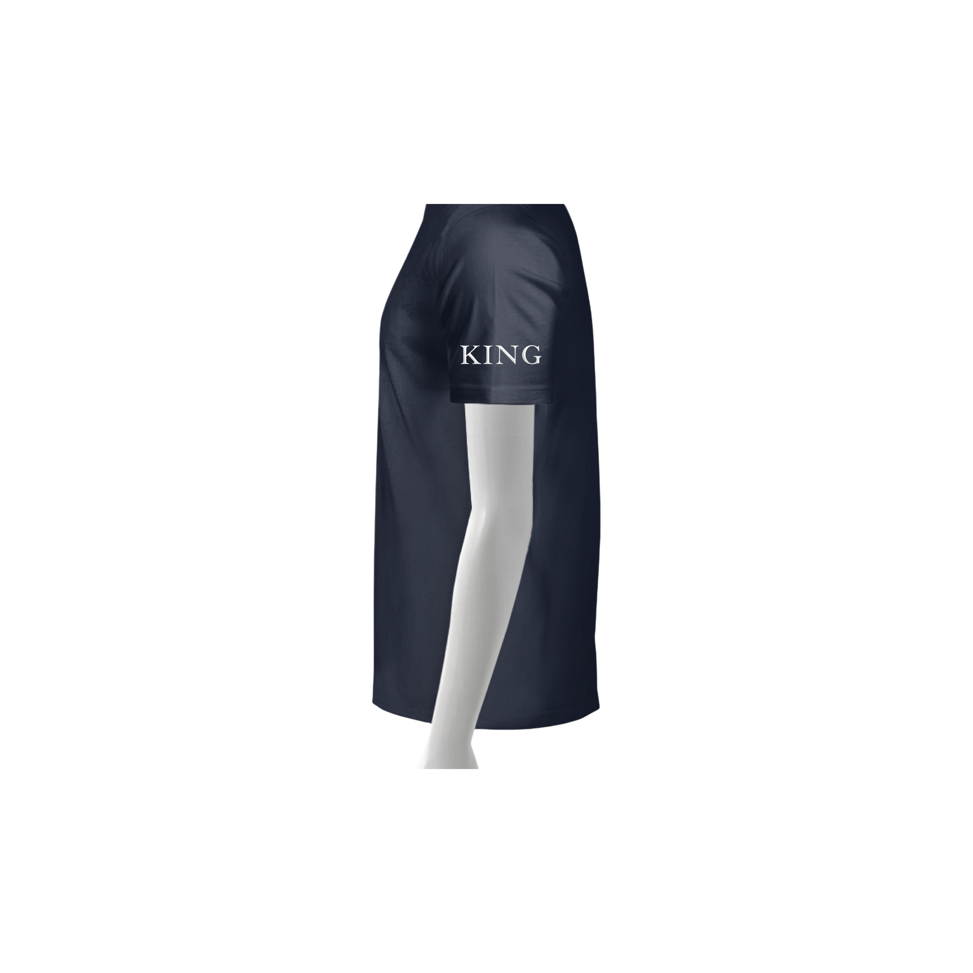 Navy skirt with 'KING' text on a white background