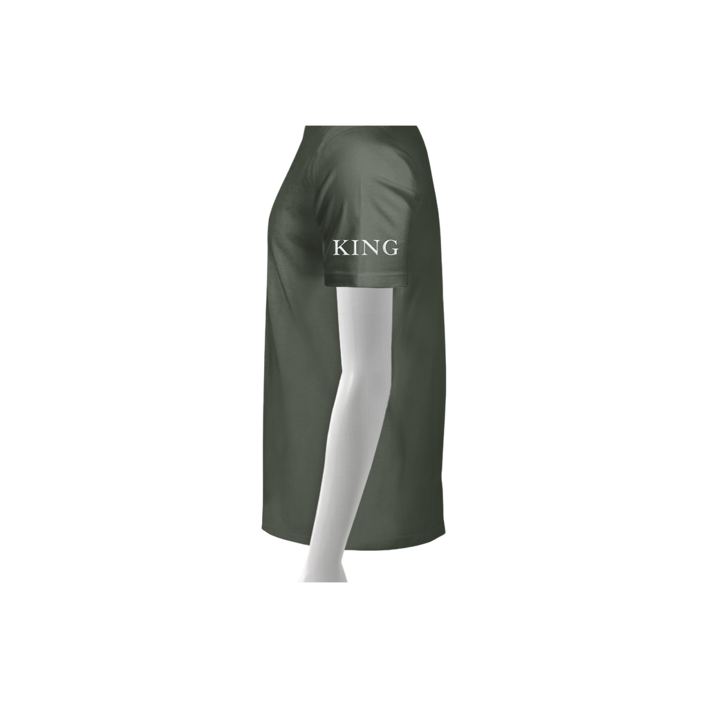 Green skirt with 'KING' text on a white background