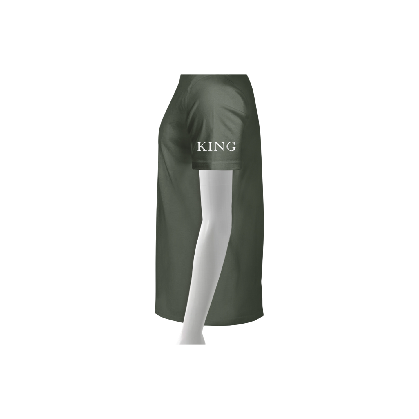 Green skirt with 'KING' text on a white background