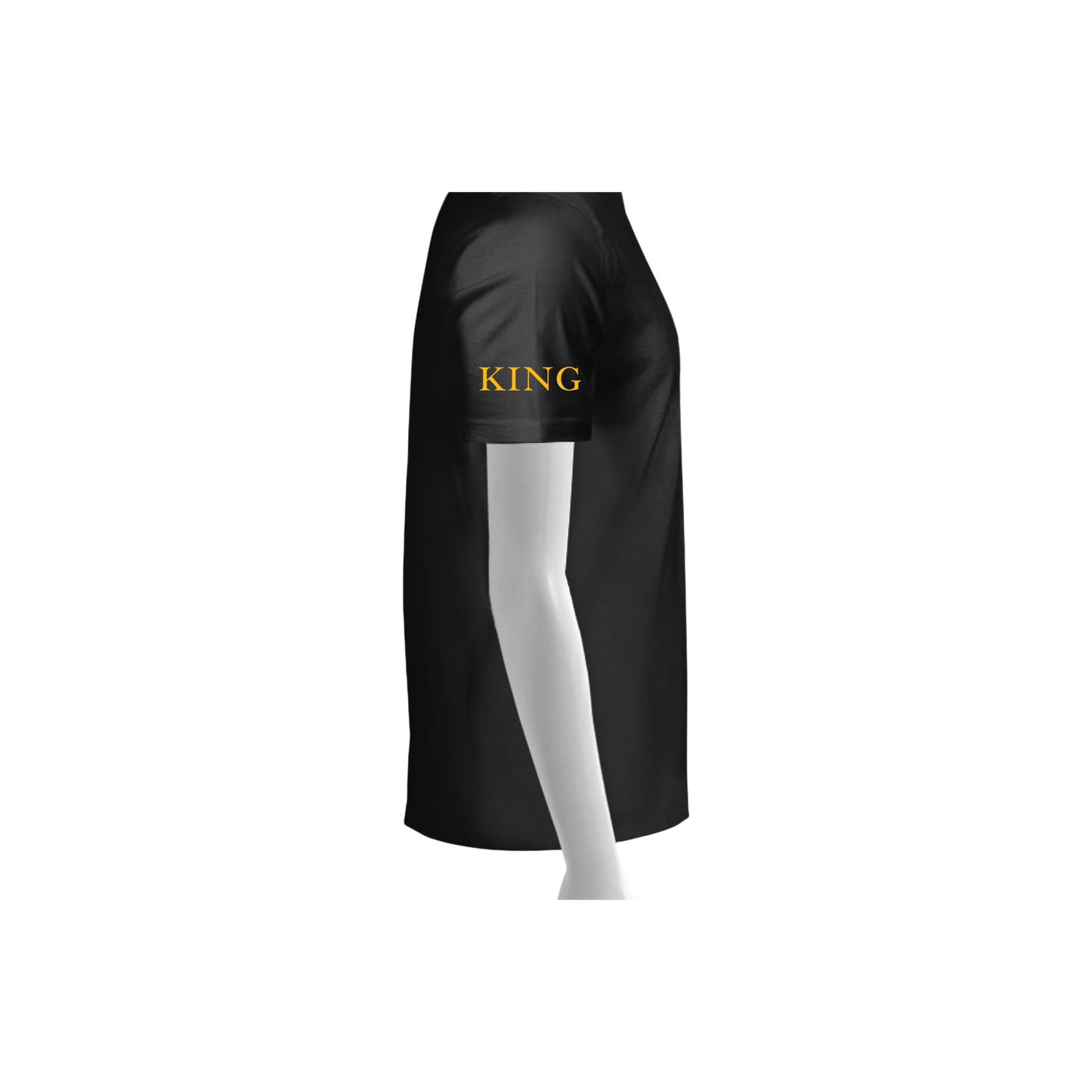 Black skirt with 'KING' text on a white background
