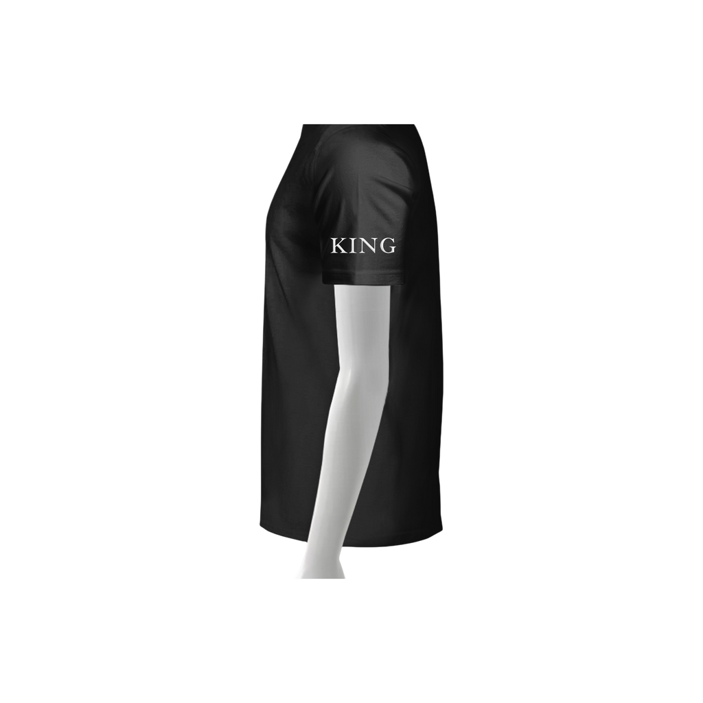 Black skirt with 'KING' text on a white background