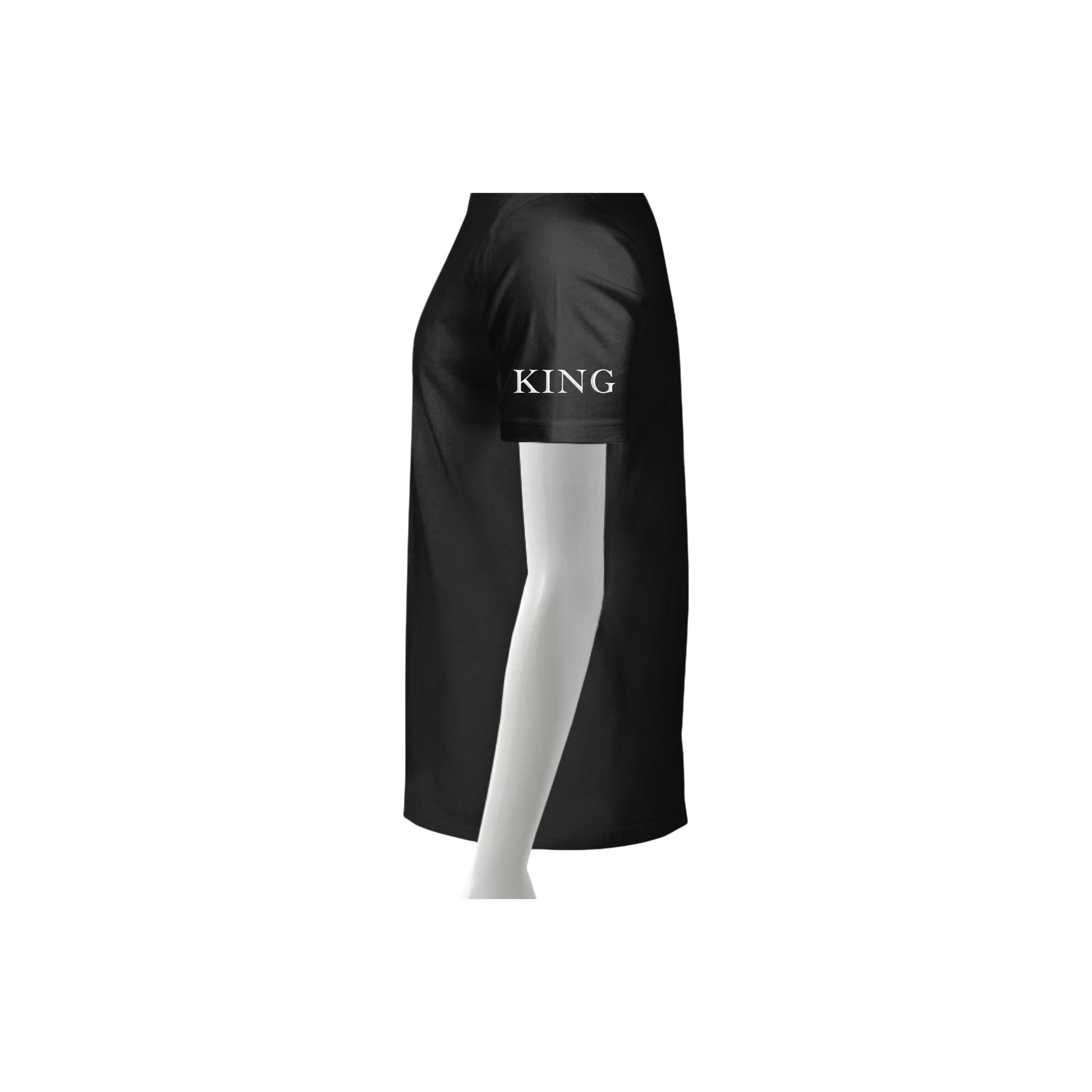 Black skirt with 'KING' text on a white background